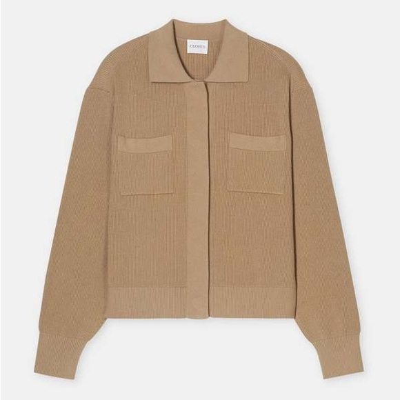 CLOSED Cashmere Cropped Ribbed Cardigan Sweater Tan Size XL - Picture 10 of 10